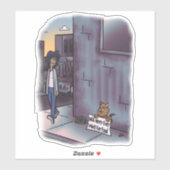 Stickers Coupe Personnalisée Chat de mendier (Feuille)