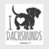 Stickers Coupe Personnalisée Dachshund Love (Feuille)