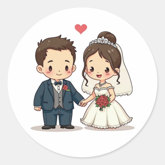 Stickers Couple Mariage Carton mignon (Devant)