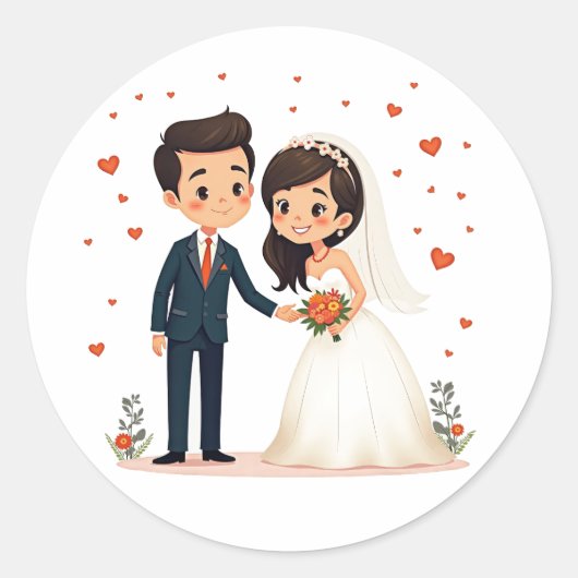 Stickers Couple Mariage mignon (Devant)