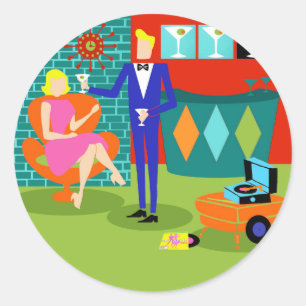 Stickers Couple Martini Retro