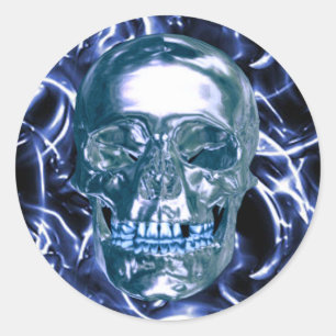 Stickers crâne Électrique Blue Chrome