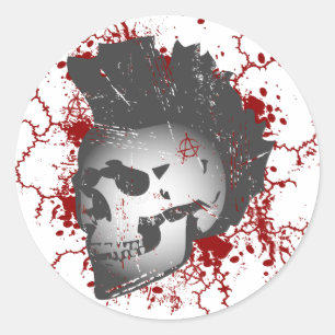 Stickers crâne mohawk anarchie