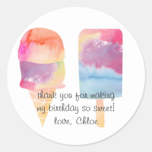 Stickers crème glacée Merci aquarelle