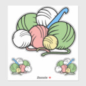 Stickers Crochet Hook et Yarn Vinyl (Feuille)