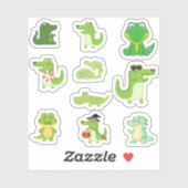 Stickers crocodile mignonne (Feuille)