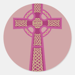 Stickers croix céleste rose