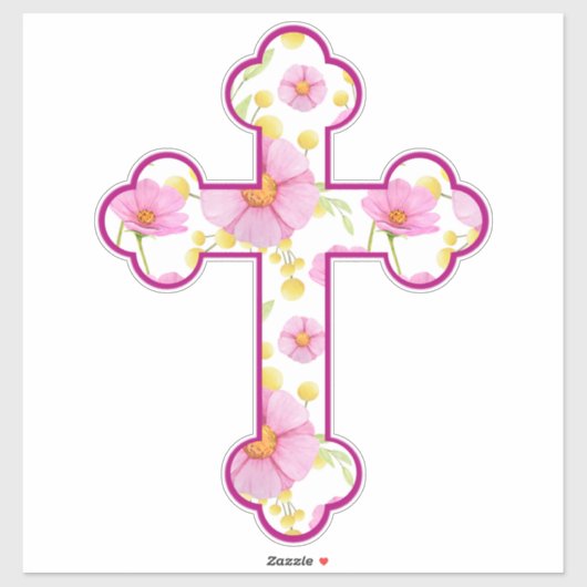 Stickers Croix Vintage Fleur. (Feuille)