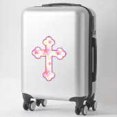 Stickers Croix Vintage Fleur. (Sur valise)