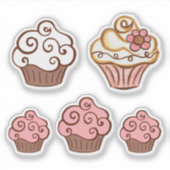 Stickers Cupcake blanc rose (Devant)