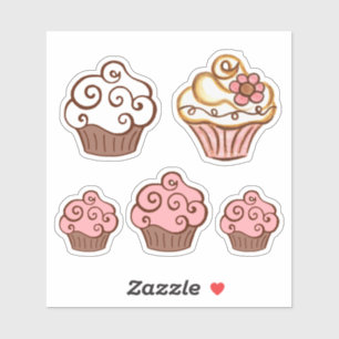 Stickers Cupcake blanc rose