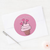 Stickers Cupcake Coeur Rose et Blanc (Enveloppe)
