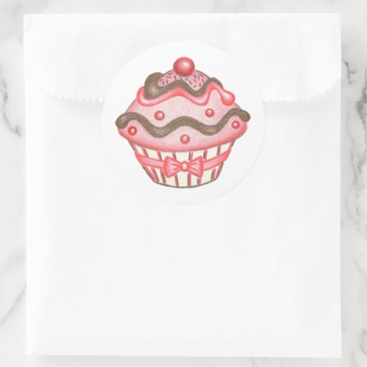 Stickers Cupcake rose (Sac)