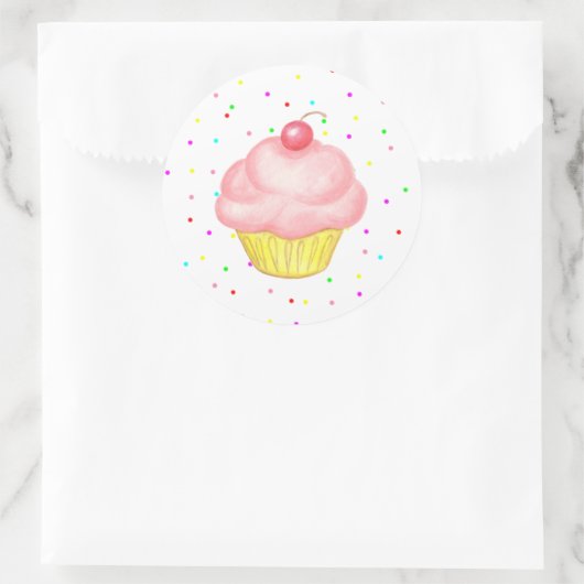 Stickers Cupcake rose (Sac)