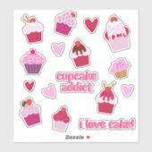 Stickers Cupcakes et Shorcakes aux fraises (Feuille)