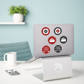 Stickers Curling Vinyle - Rouge/Charbon (Ordinateur portable sur le bureau)