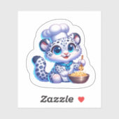 Stickers Cute Kawaii Snow Leopard Français Cook (Feuille)