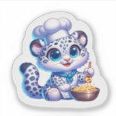 Stickers Cute Kawaii Snow Leopard Français Cook (Devant)