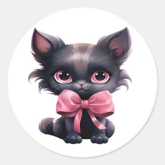 Stickers Cute Kitten Noir (Devant)
