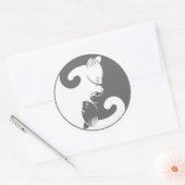 Stickers Cute Kitty Grey et Blanc Yin Yang Chat (Enveloppe)