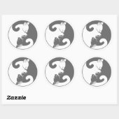 Stickers Cute Kitty Grey et Blanc Yin Yang Chat (Feuille)