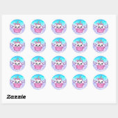 Stickers Cute Rainbow Unicorn Cupcake Kawaii (Feuille)