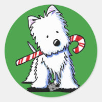 Stickers Cutie Candycane Westie KiniArt