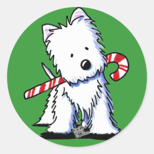 Stickers Cutie Candycane Westie KiniArt