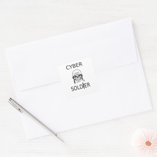 Stickers Cyber Soldat Hacker (Enveloppe)