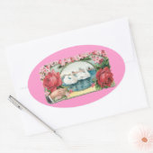 Stickers Cygne et Art Vintage Rose (Enveloppe)