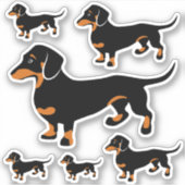 Stickers Dachshund Noir et Tan 6 tailles différent (Devant)
