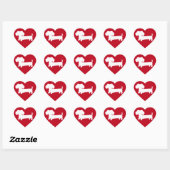 Stickers Dachshund Red Heart Enveloppe Phoques (Feuille)
