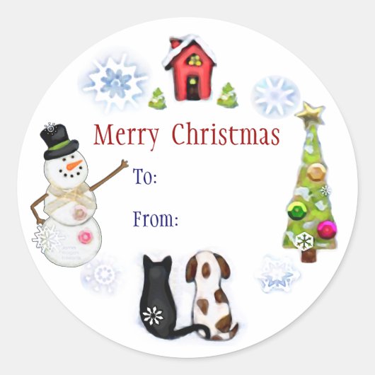 Stickers d'adresse de chien et de chat de Noël per (Devant)