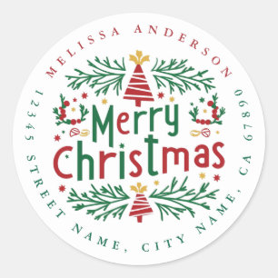Stickers d'adresse de Noël Joyeux