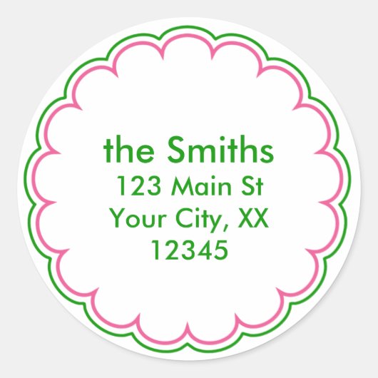 Stickers d'adresse de pétoncle rose vert (Devant)