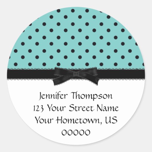 Stickers d'adresse de point bleu clair et noir Pol (Devant)