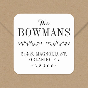 Stickers d'adresse de retour de monogramme familia