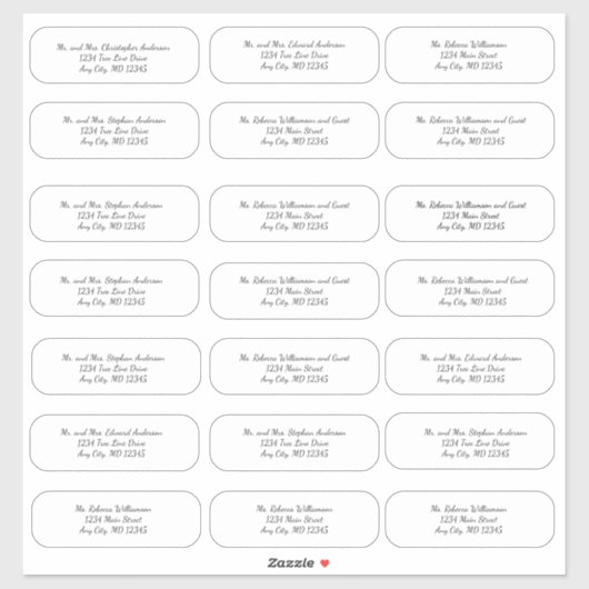 Stickers d'adresse d'enveloppe de Mariage de scrip (Feuille)