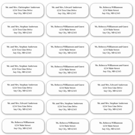 Stickers d'adresse du Mariage de police de caractè (Devant)