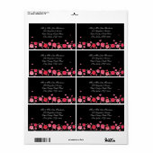 Stickers d'adresse élégante Mariage de fleurs noir (Feuille entière)