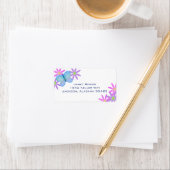 Stickers d'adresse Papillon et Fleurs (En situation)