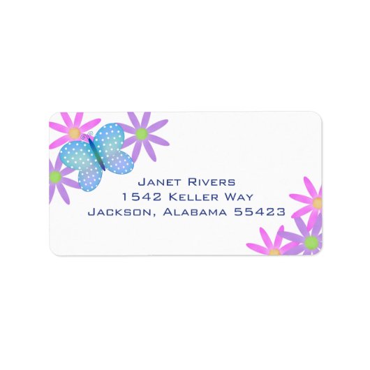 Stickers d'adresse Papillon et Fleurs (Devant)