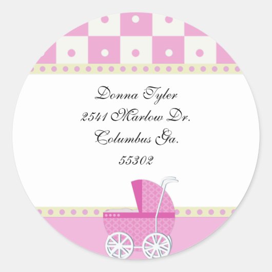 Stickers d'adresse pour bébé jaune et rose (Devant)