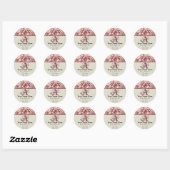 Stickers d'adresse rouge Fleur di Lys Damask (Feuille)