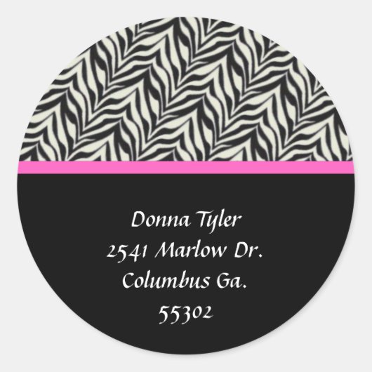 Stickers d'adresses Zebra et Rose (Devant)