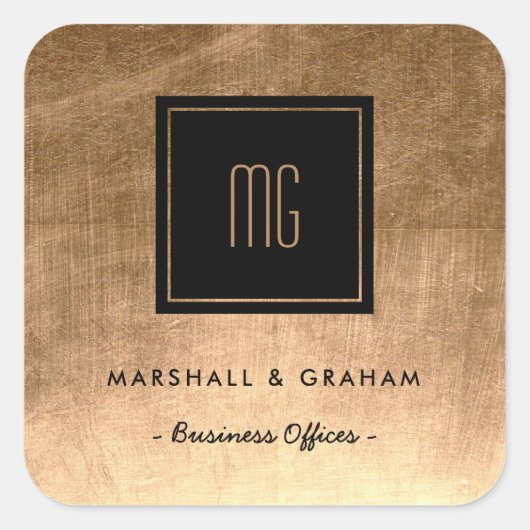 Stickers d'affaires Monogramme Or et Noir (Devant)