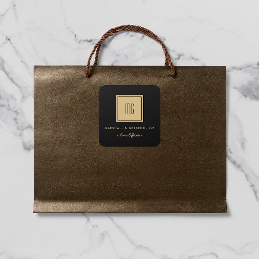 Stickers d'affaires Monogramme Or et Noir