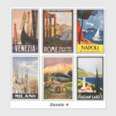 stickers d'affiche de voyage Italie 1/2 (Feuille)