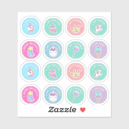 Stickers d'affirmation étudiante colorée (Feuille)