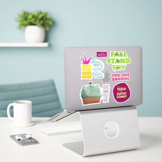 Stickers d'Affirmation Vinyle Coupé Sur Mesure (Ordinateur portable sur le bureau)